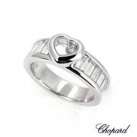 Chopard 18k White Gold Happy Diamond Heart Ring 82/2853-001